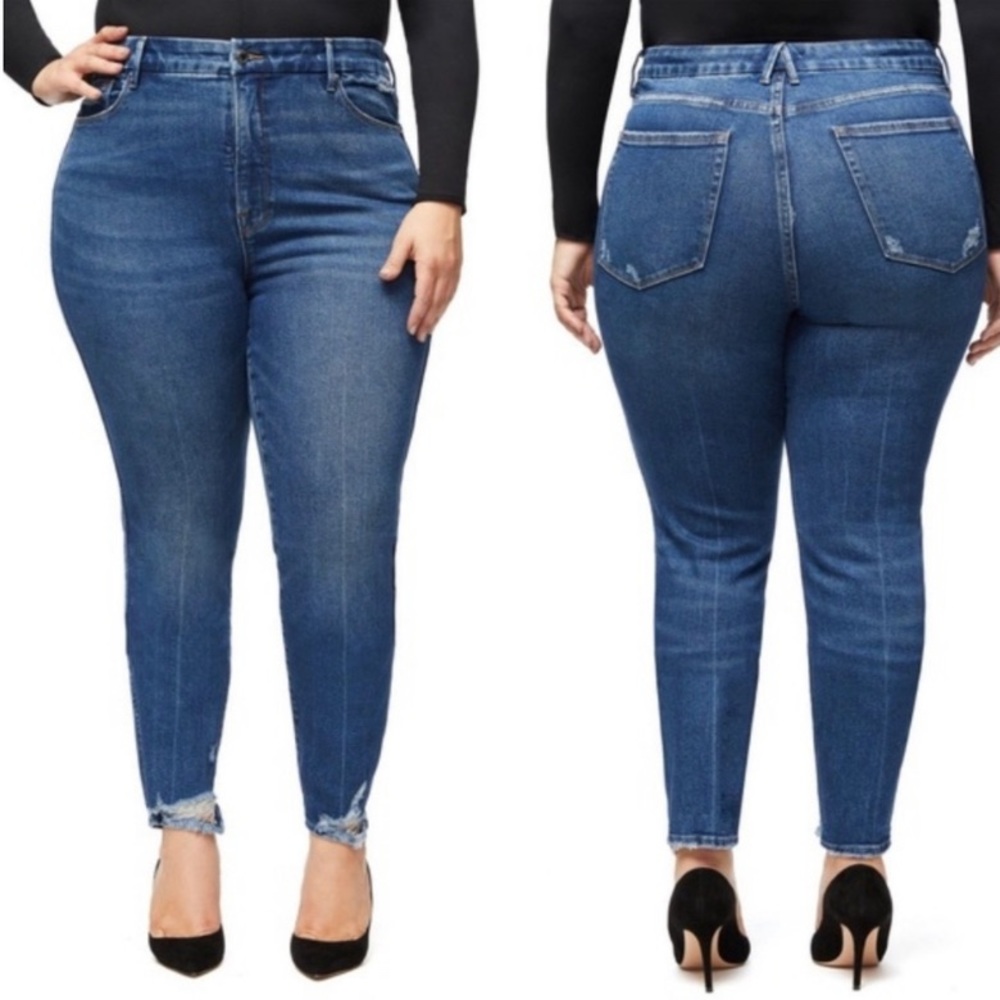 NWT Good American Good Curve Skinny Jeans Plus in Blue size 24 Stretch Denim